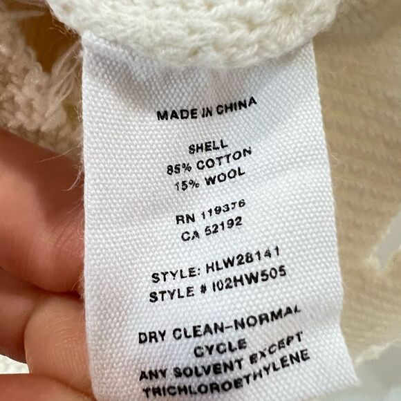 Helmut Lang Women’s XS Cream Wool Blend Oversized Distressed Sweater $425 - Picture 7 of 8